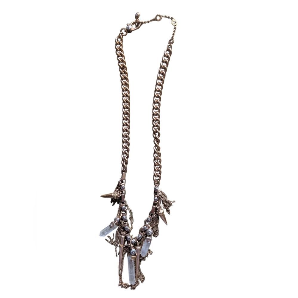 Henri Bendel Gold Chain Necklace With Crystal And Triangle Shaped Charms